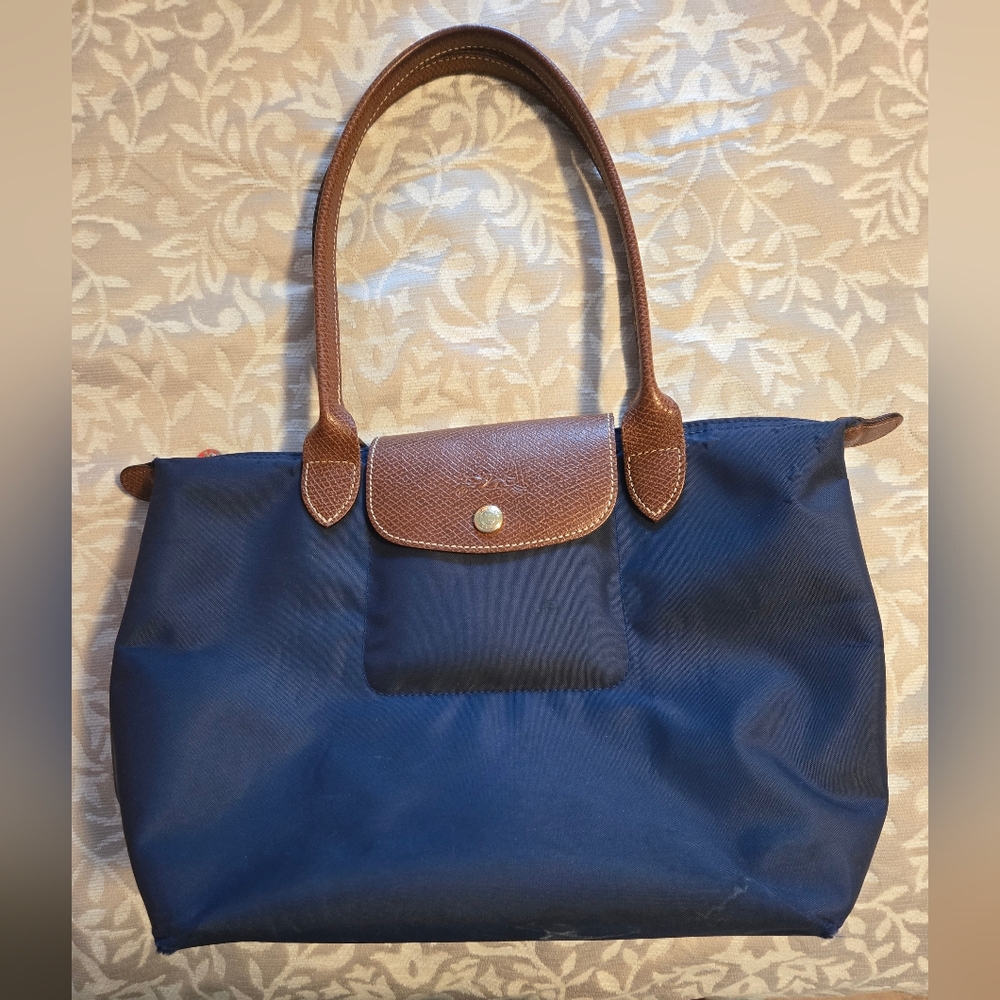 Longchamp Navy and Brown Tote Bag, Medium